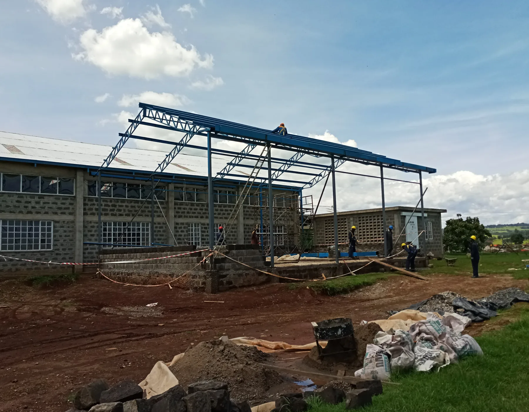 Structural steel construction project